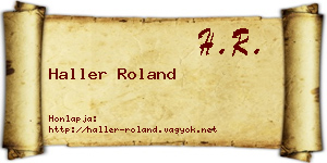 Haller Roland névjegykártya